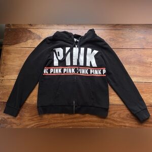 Victoria’s Secret PINK Women’s Medium Black Zippered Hoodie Sweatshirt